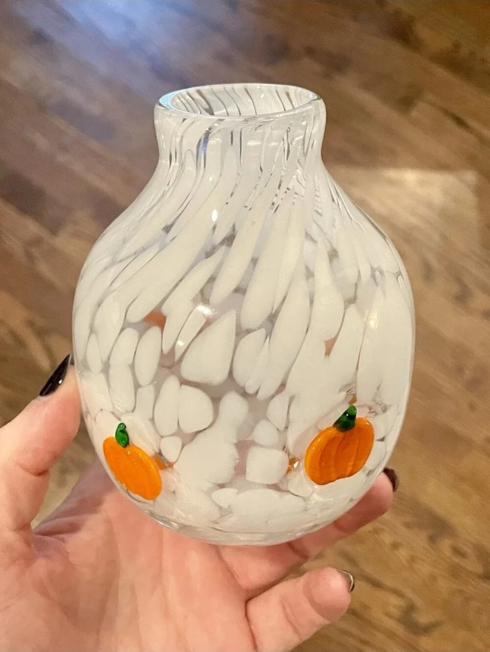 Anthropologie Mystic Confetti Pumpkin Icon Glass Bud Vase